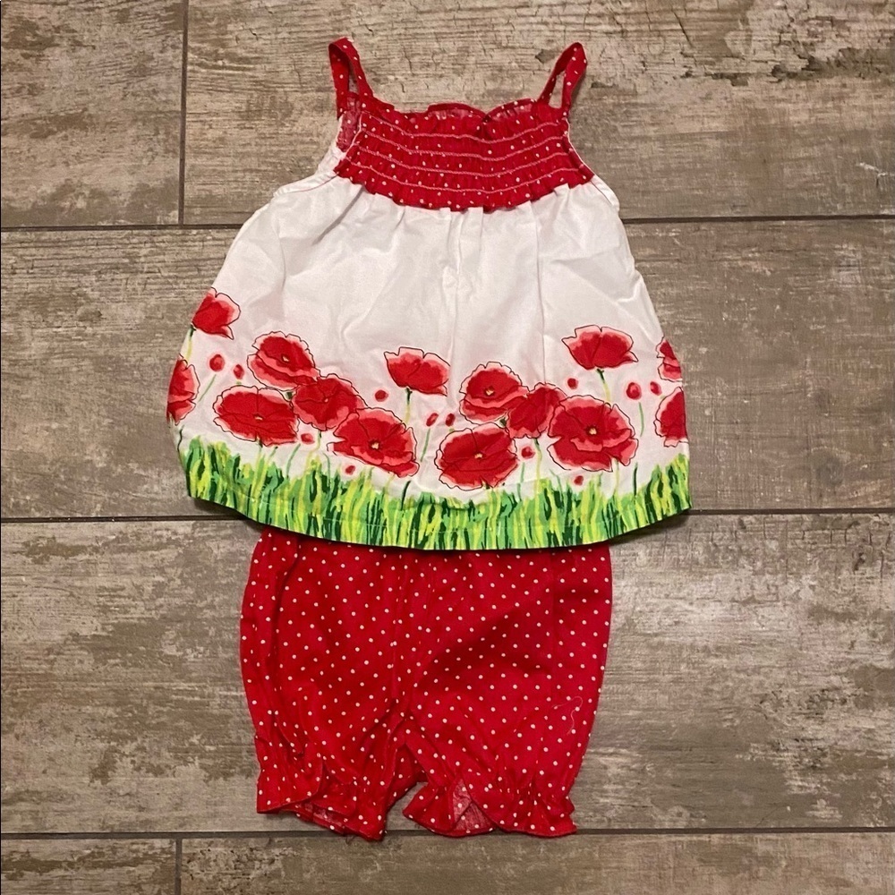 Park Bench Kids Floral Polka Dot 2-Piece Set Size 12 Months New Without Tag